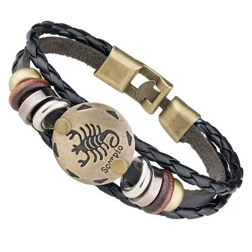 Stylisches Armband Surferarmband Leder Sternzeichen Horoskop Charms
