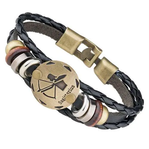 Stylisches Armband Surferarmband Leder Sternzeichen Horoskop Charms