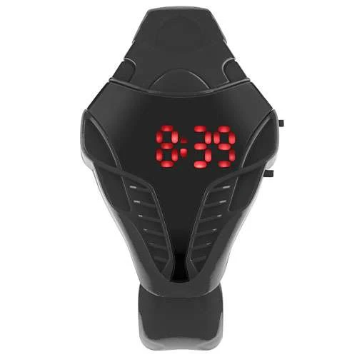 Digitaluhr Armbanduhr mit roten LED Silikon Uhr im Cobra Style