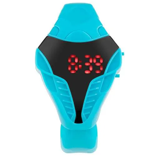 Digitaluhr Armbanduhr mit roten LED Silikon Uhr im Cobra Style