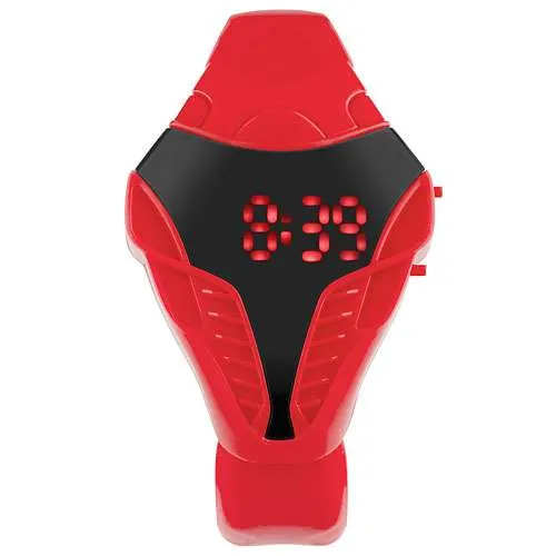 Digitaluhr Armbanduhr mit roten LED Silikon Uhr im Cobra Style
