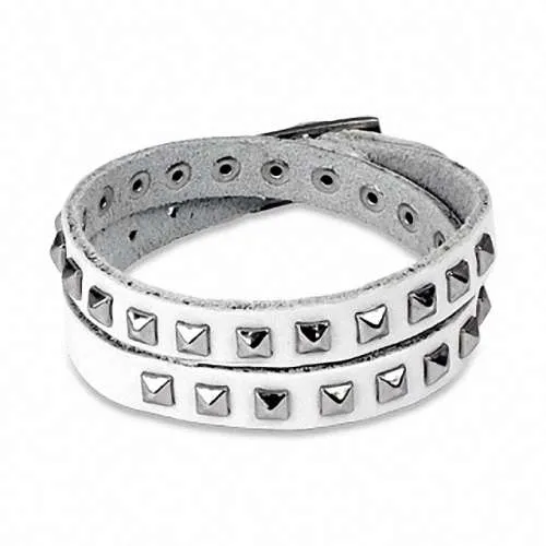 Leder Wickel Armband mit Pyramiden Nieten
