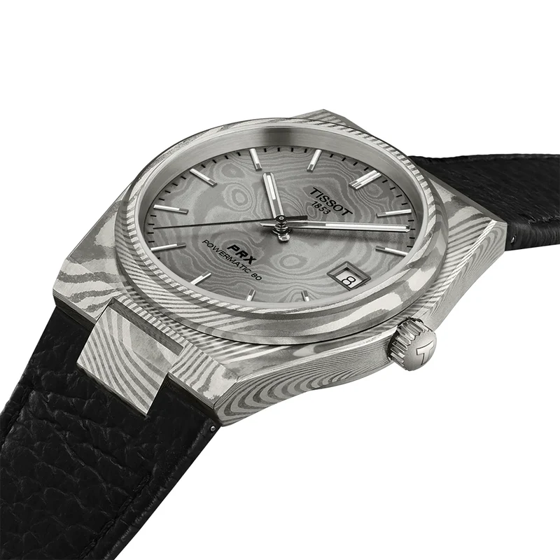 PRX Damascus Powermatic 80 38mm - Grey on Leather Strap