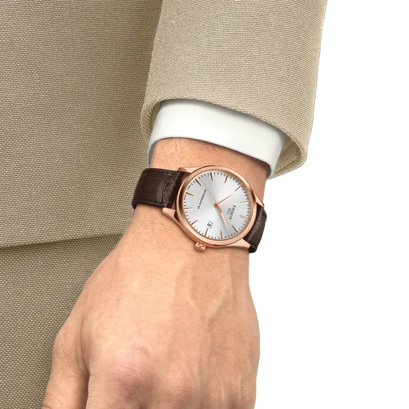 Classic Dream Rose Gold PVD 40mm - Silver on Leather Strap