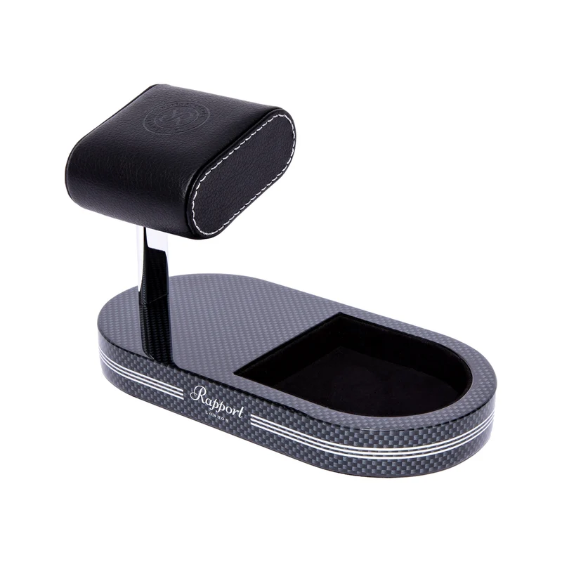 Formula Watch Stand with Tray - Carbon Fiber Finish