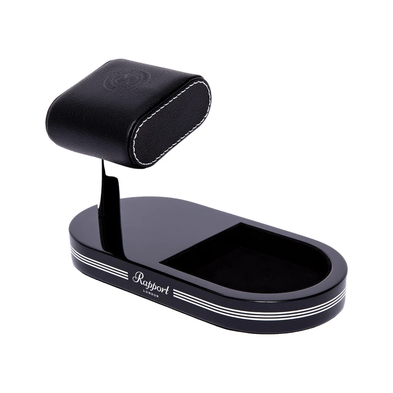 Formula Watch Stand with Tray - Black and Silver