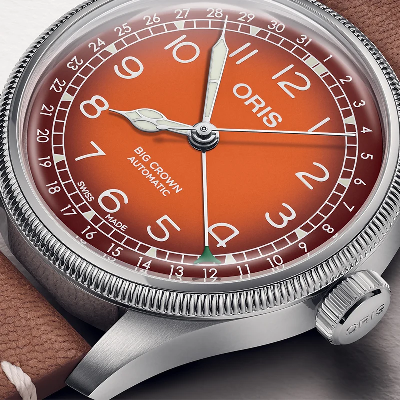 Big Crown Cervo Volante 40mm - Orange on Leather Strap