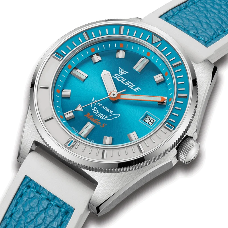 Matic S 37.8mm - Light Blue on HydroLeather Strap