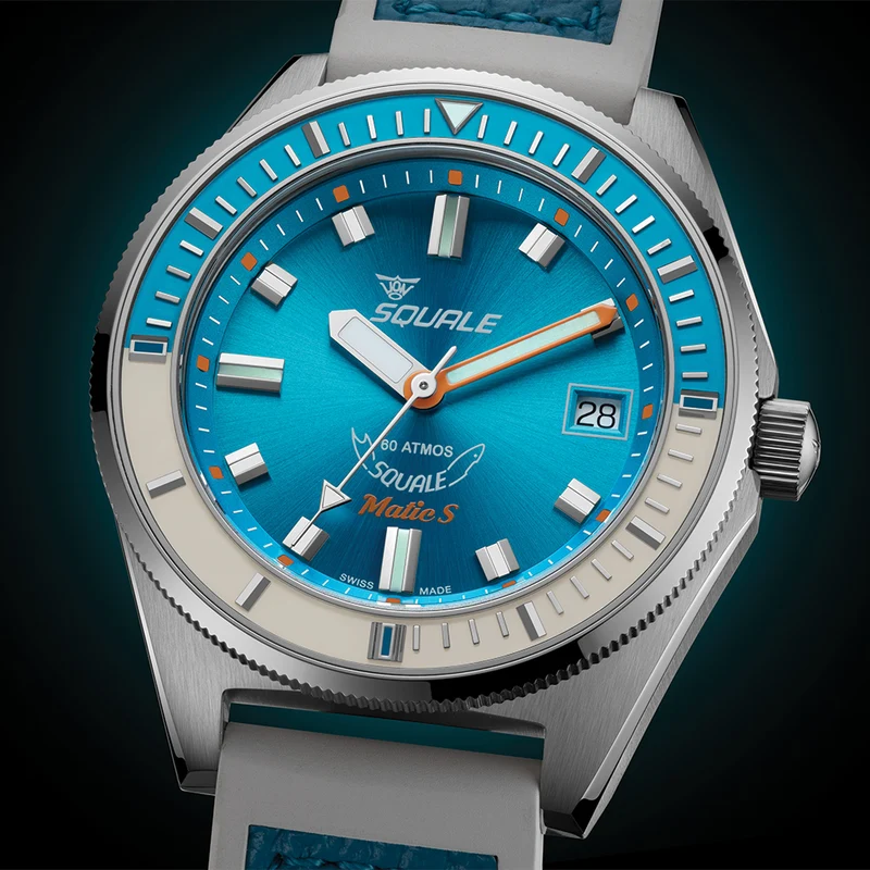 Matic S 37.8mm - Light Blue on HydroLeather Strap