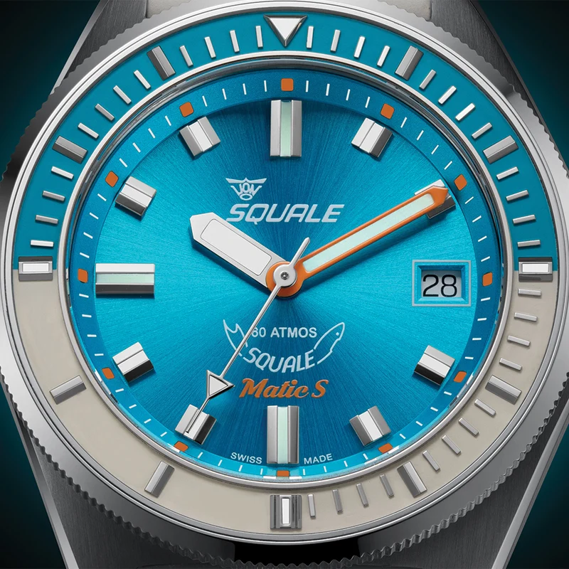 Matic S 37.8mm - Light Blue on HydroLeather Strap