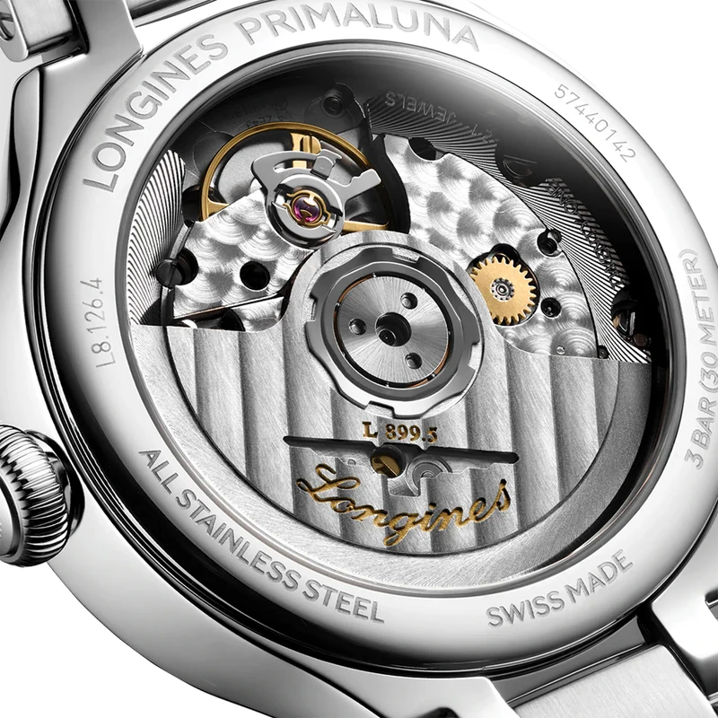 PrimaLuna Moonphase 34mm - White, Mother-of-Pearl w/ Diamonds on Bracelet