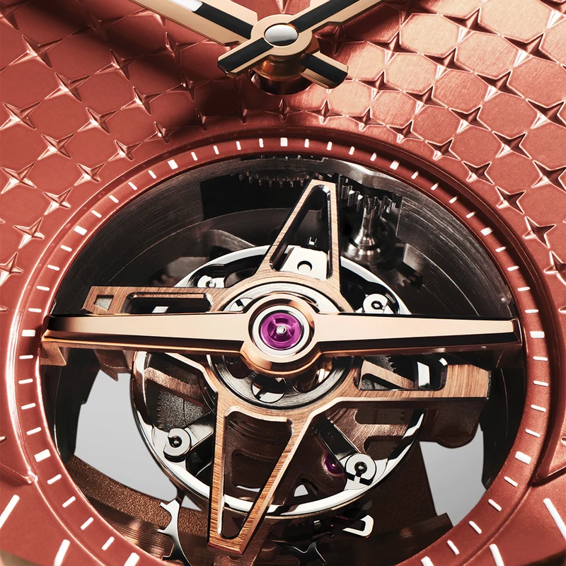 Defy Skyline El Primero Tourbillon Rose Gold 41mm - Red on Bracelet w/ Extra Rubber Strap