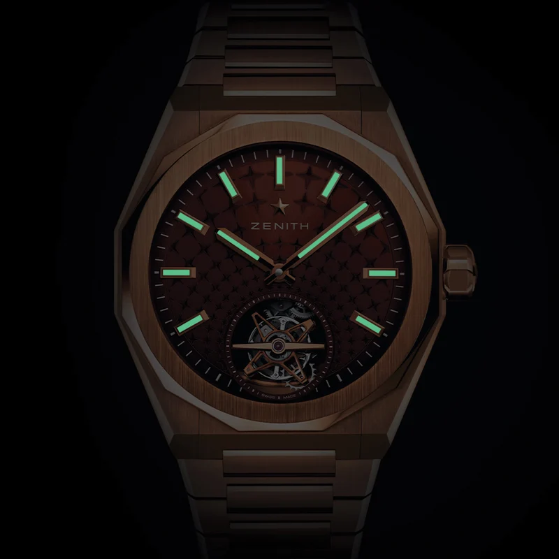 Defy Skyline El Primero Tourbillon Rose Gold 41mm - Red on Bracelet w/ Extra Rubber Strap