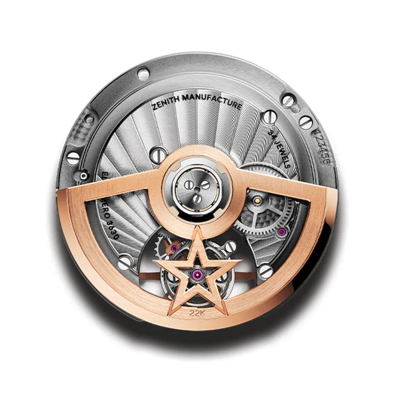 Defy Skyline El Primero Tourbillon Rose Gold 41mm - Red on Bracelet w/ Extra Rubber Strap