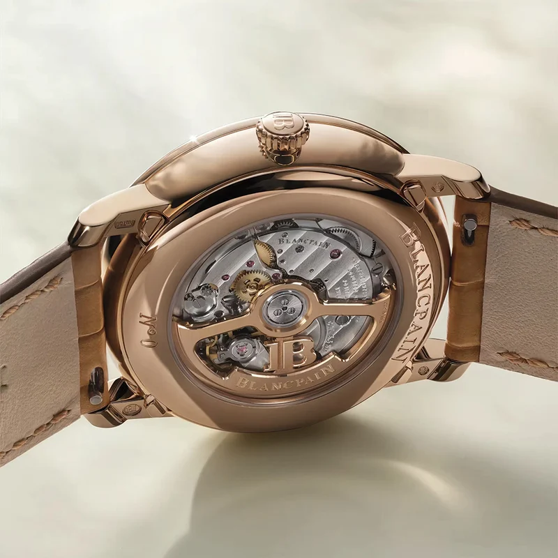 Villeret Moonphase Red Gold 40mm - Opaline on Leather Strap