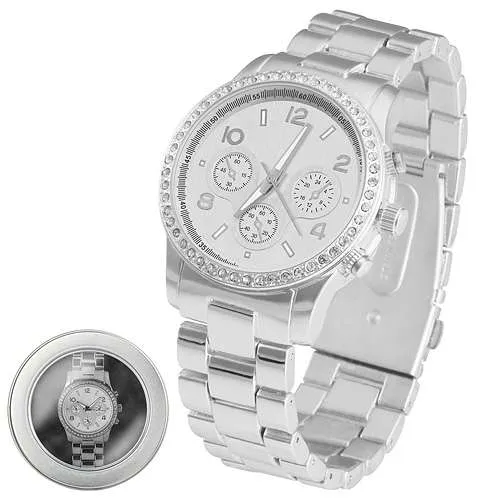 Elegante Designer Strass Kristall Damen Armbanduhr Edelstahl