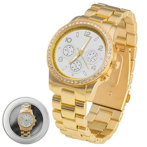 Elegante Designer Strass Kristall Damen Armbanduhr Edelstahl