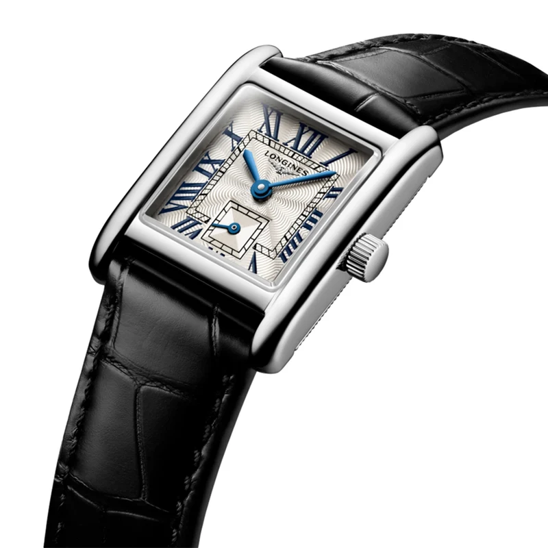 Mini Dolcevita 29mm - Silver "Fliniqué" on Leather Strap