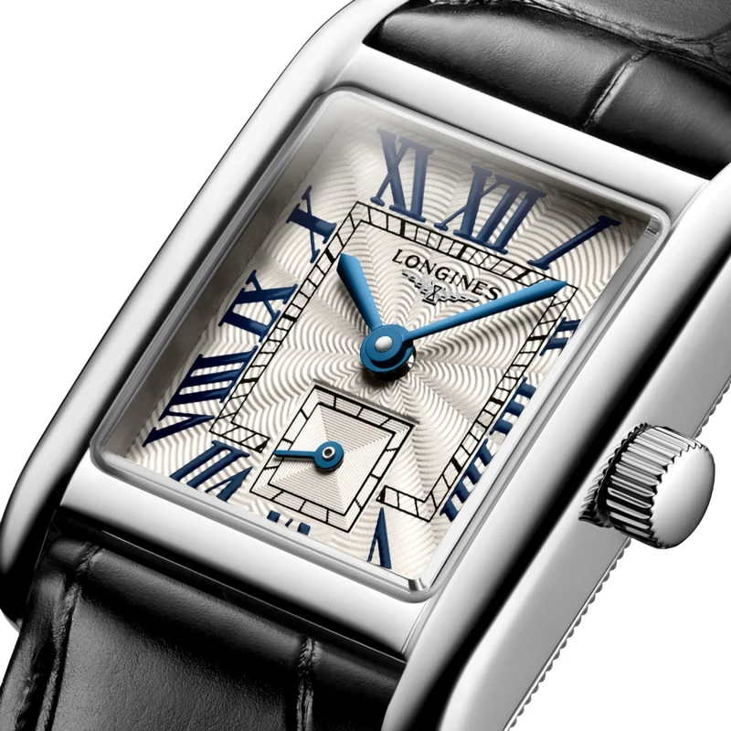 Mini Dolcevita 29mm - Silver "Fliniqué" on Leather Strap