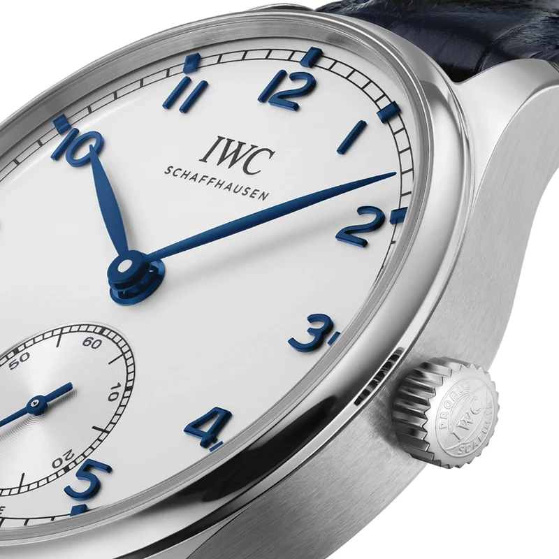 Portugieser Automatic 40mm - Silver w/ Blue Accents on Leather Strap