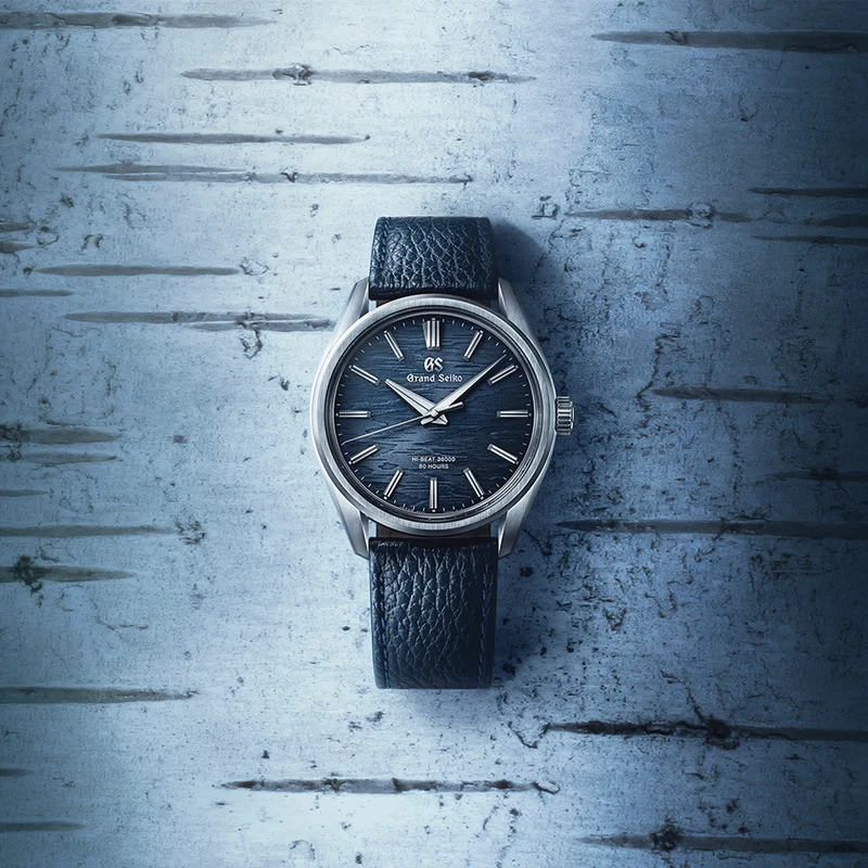 SLGW007 “Moonlit Birch Bark” Evolution 9 Hi-Beat 36000 38.6mm - Blue on Leather Strap