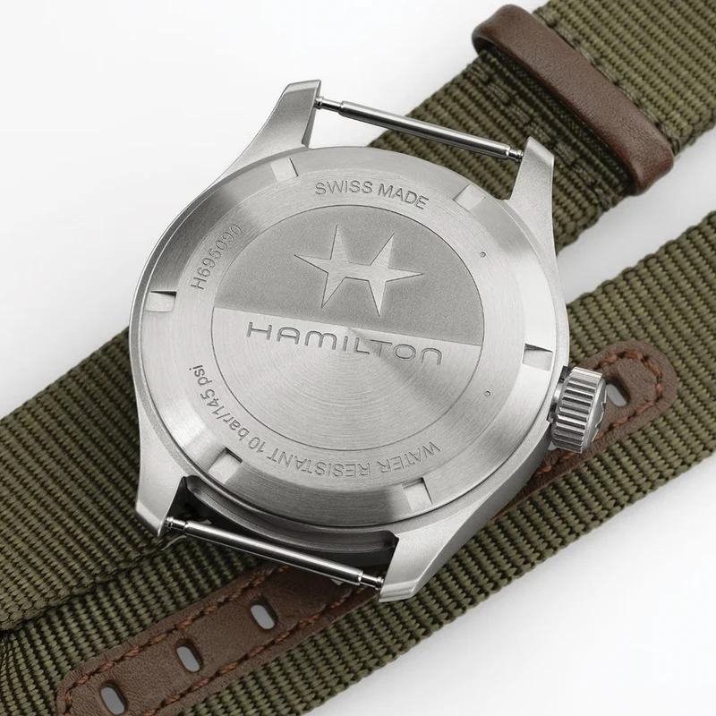 Khaki Field Mechanical Power Reserve 40mm - White on Fabric Strap
