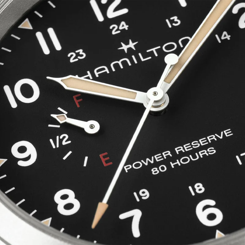 Khaki Field Mechanical Power Reserve 40mm - Black on Bracelet