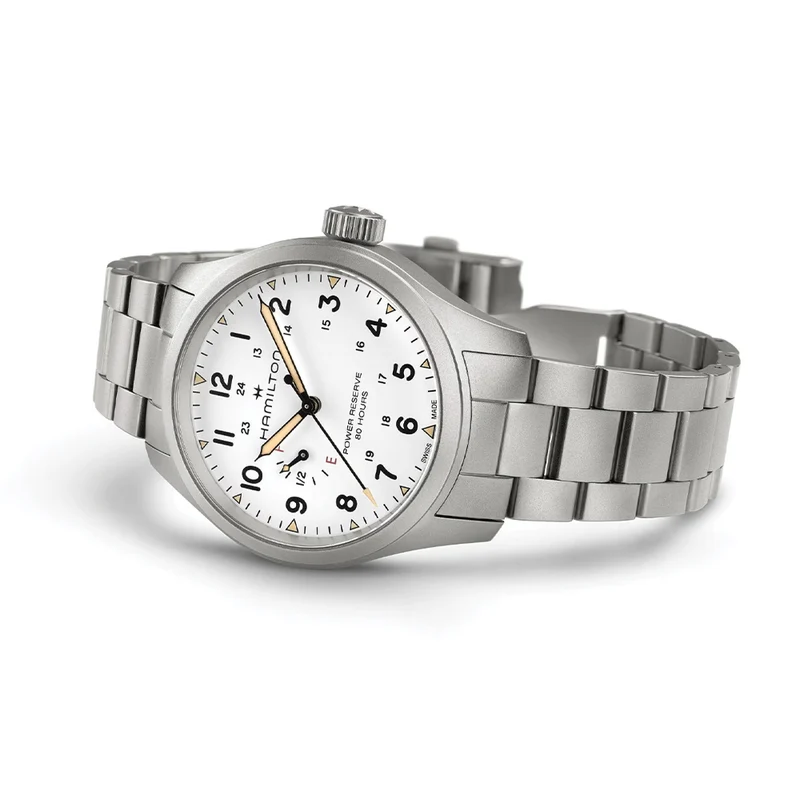 Khaki Field Mechanical Power Reserve 40mm - White on Bracelet