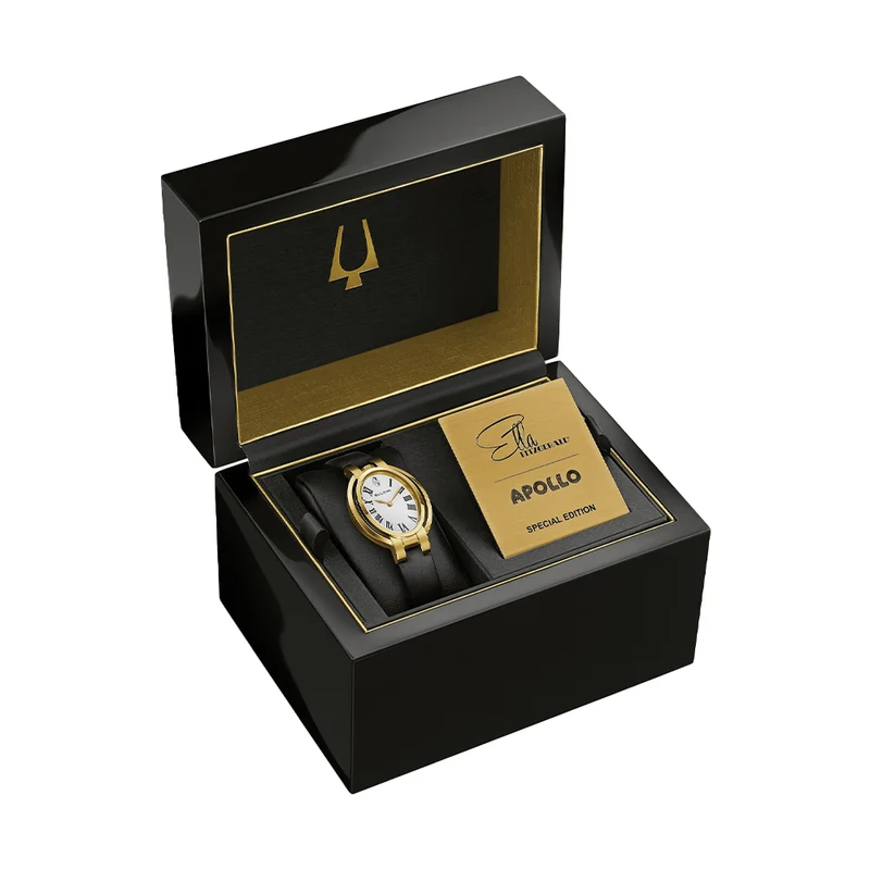 Special Edition Apollo 'Ella' Rubaiyat Gold-Tone 28.8mm - White on Leather Strap