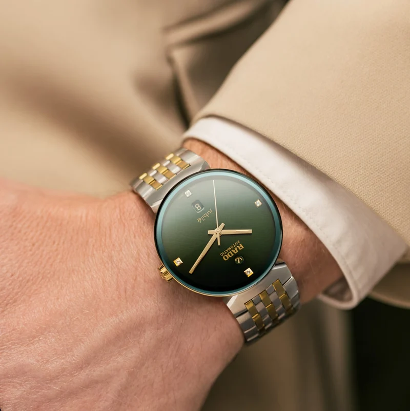 Florence Automatic Bi-Color Yellow Gold and Steel 39mm - Green on Bracelet