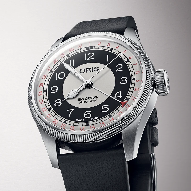 Big Crown Pointer Date “BULLSEYE” 38mm - Black and White on Leather Strap