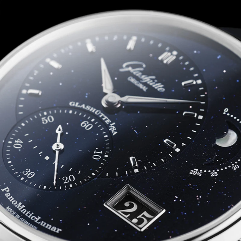 PanoMaticLunar Platinum Automatic Limited Edition 40mm - Blue on Synthetic Fabric Strap