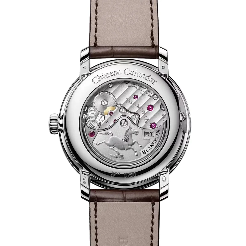 Villeret Calendrier Chinois Traditionnel Platinum Year of the Horse Limited Edition 45.2mm - Salmon on Leather Strap