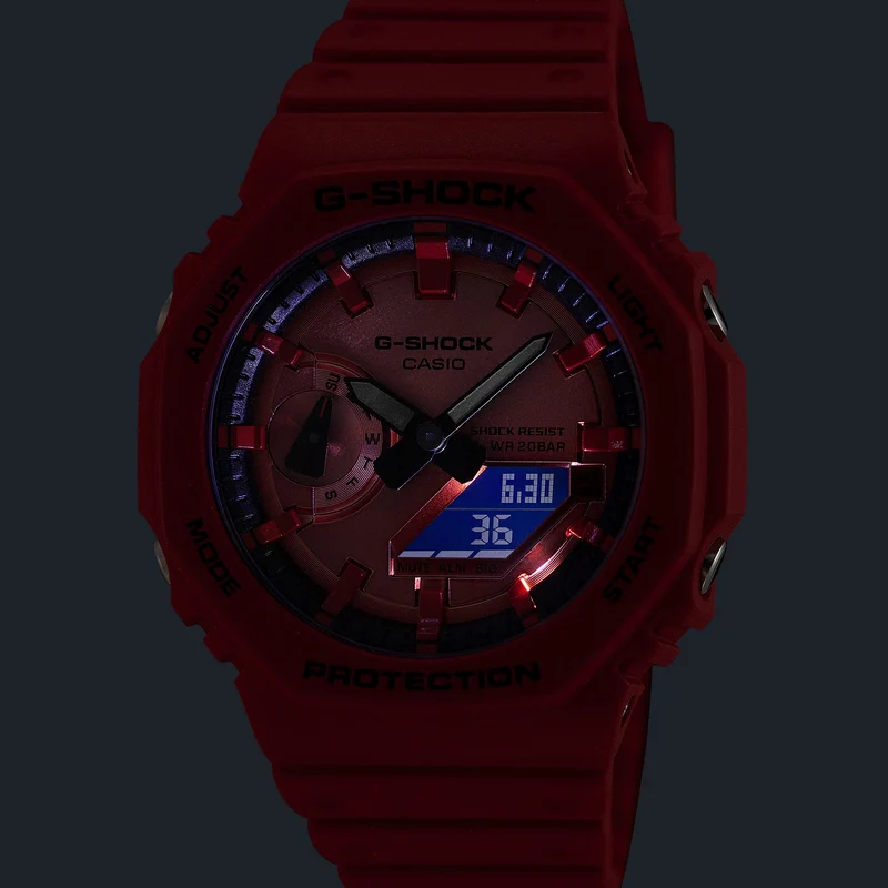 GA2100RRB-4A Analog-Digital 2100 Series 45.4mm - Red on Resin Strap