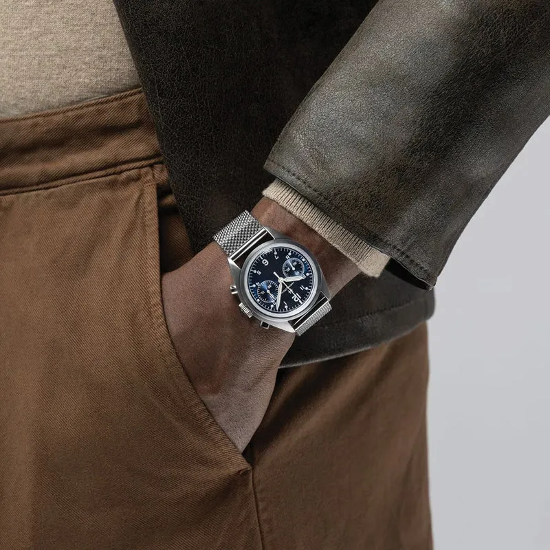 Khaki Aviation Pilot Pioneer Mechanical Chrono 40mm - Blue on Bracelet
