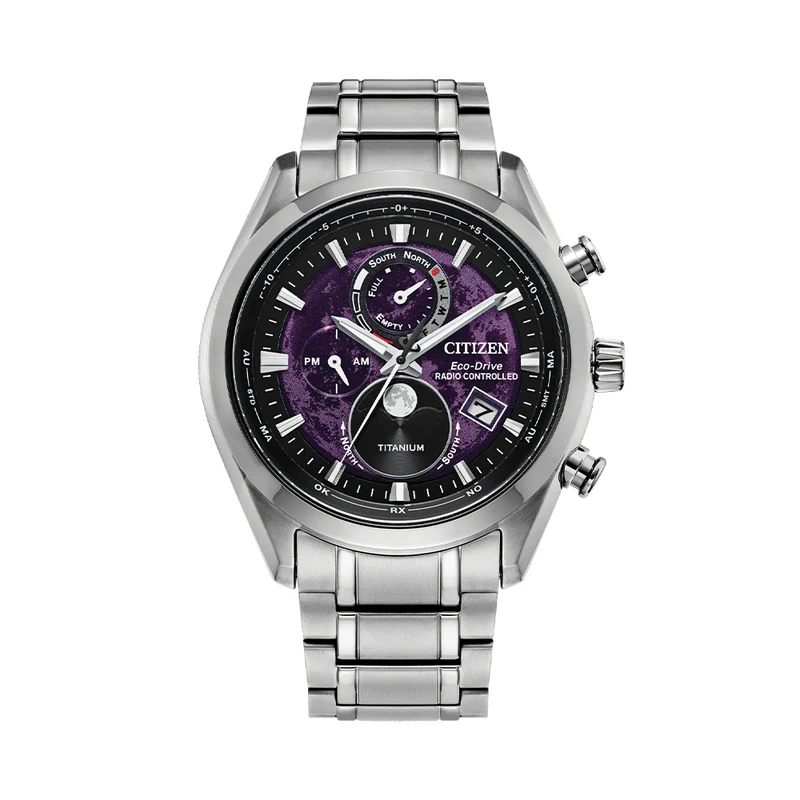 Tsuki-yomi Atomic Timekeeping Eco-Drive 43mm - Purple on Bracelet