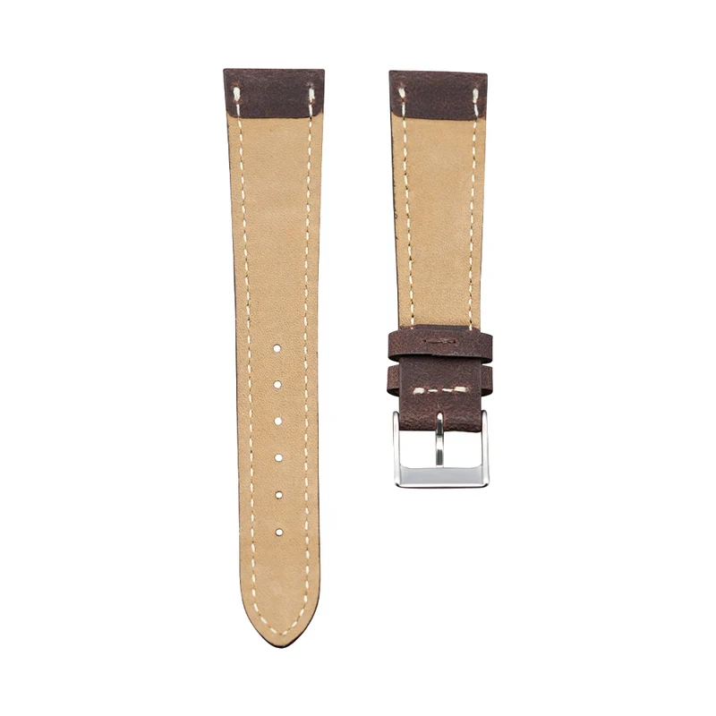 Chocolate Brown Distressed Nubuck Leather Strap
