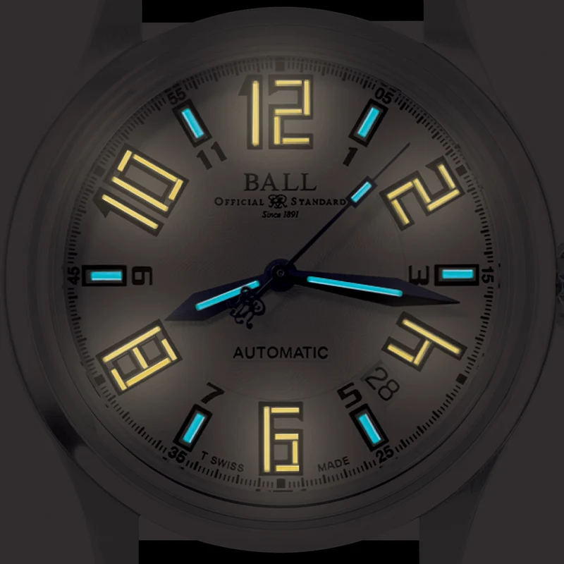 Trainmaster Arabic 38mm - White on Leather Strap