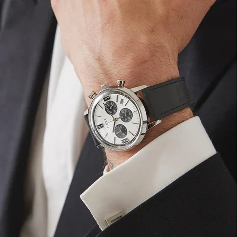 Marlin® Chronograph Tachymeter 40mm - Silver on Leather Strap
