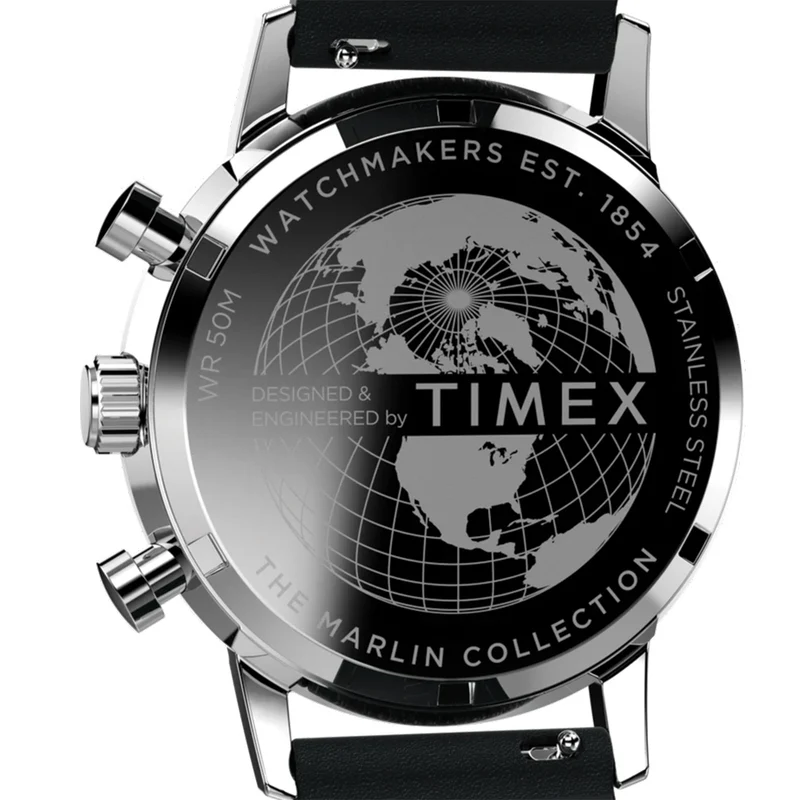 Marlin® Chronograph Tachymeter 40mm - Silver on Leather Strap