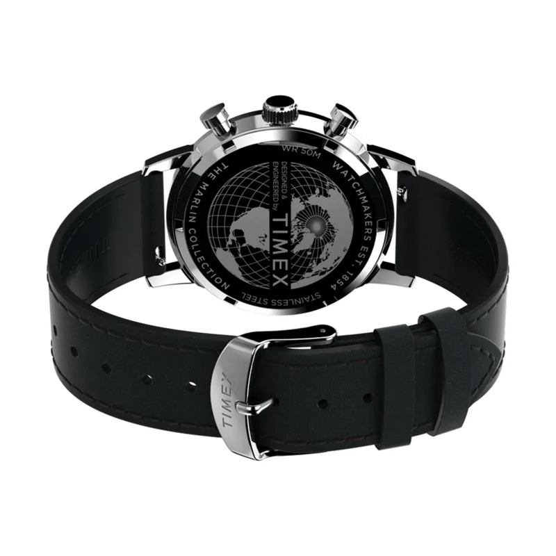 Marlin® Chronograph Tachymeter 40mm - Silver on Leather Strap
