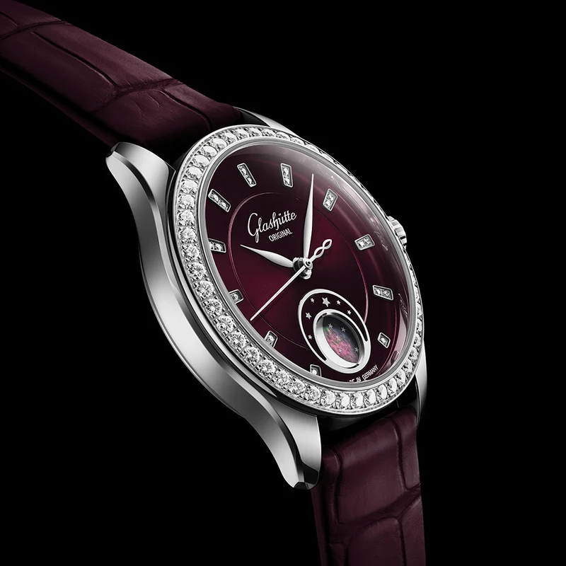 Serenade Luna "Purple Velvet" with Diamonds 32.5mm - Purple on Leather Strap