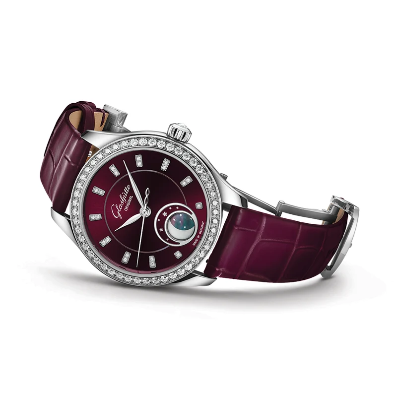Serenade Luna "Purple Velvet" with Diamonds 32.5mm - Purple on Leather Strap