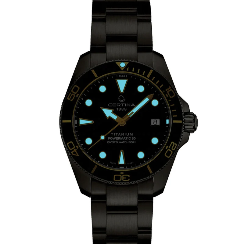 DS Action Diver New DS Concept Extreme Shock Resistance Titanium 38mm – Black, Gold Accents on Bracelet