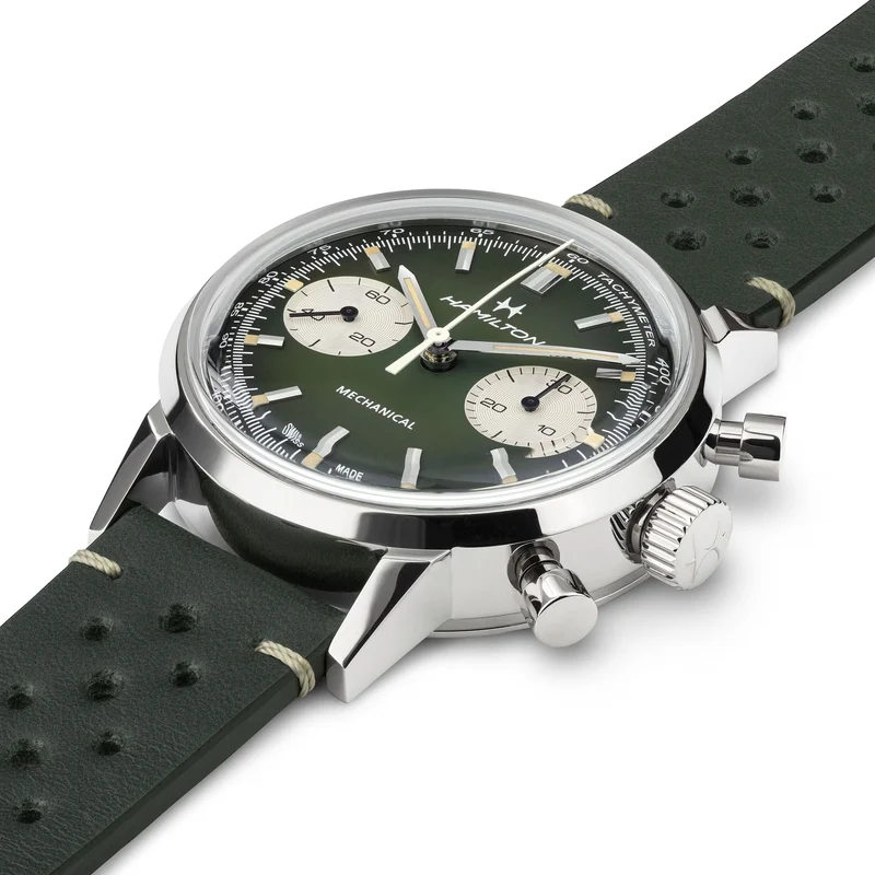 American Classic Intra-Matic Chronograph H 40mm - Green on Leather Strap w/ Extra Bracelet