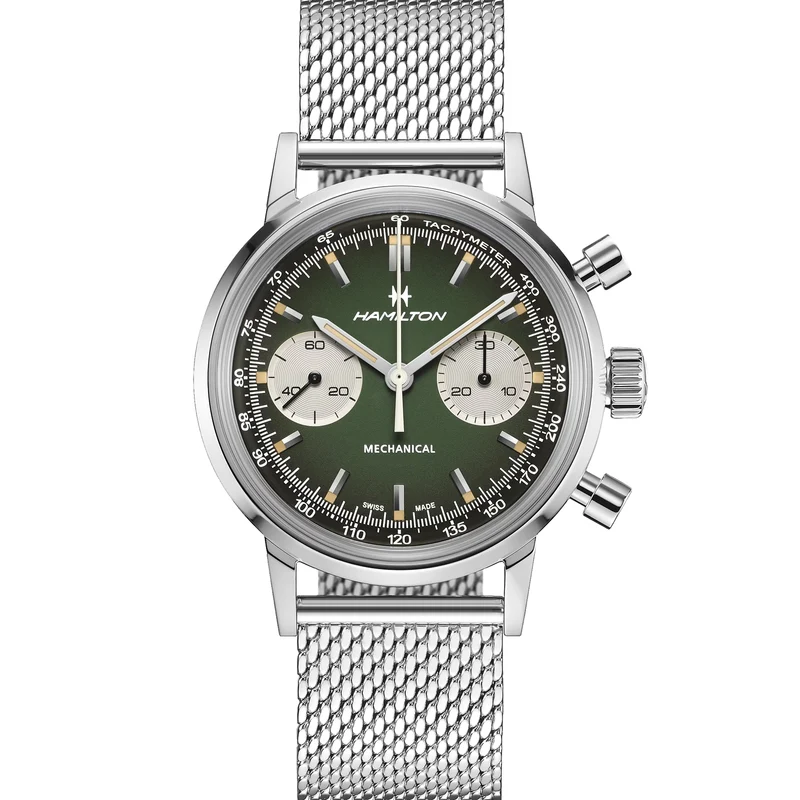 American Classic Intra-Matic Chronograph H 40mm - Green on Leather Strap w/ Extra Bracelet