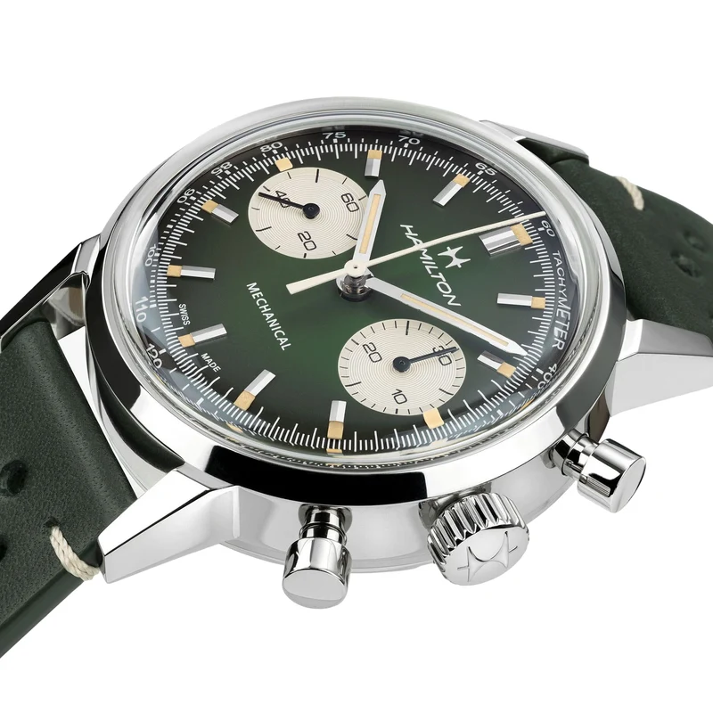 American Classic Intra-Matic Chronograph H 40mm - Green on Leather Strap w/ Extra Bracelet