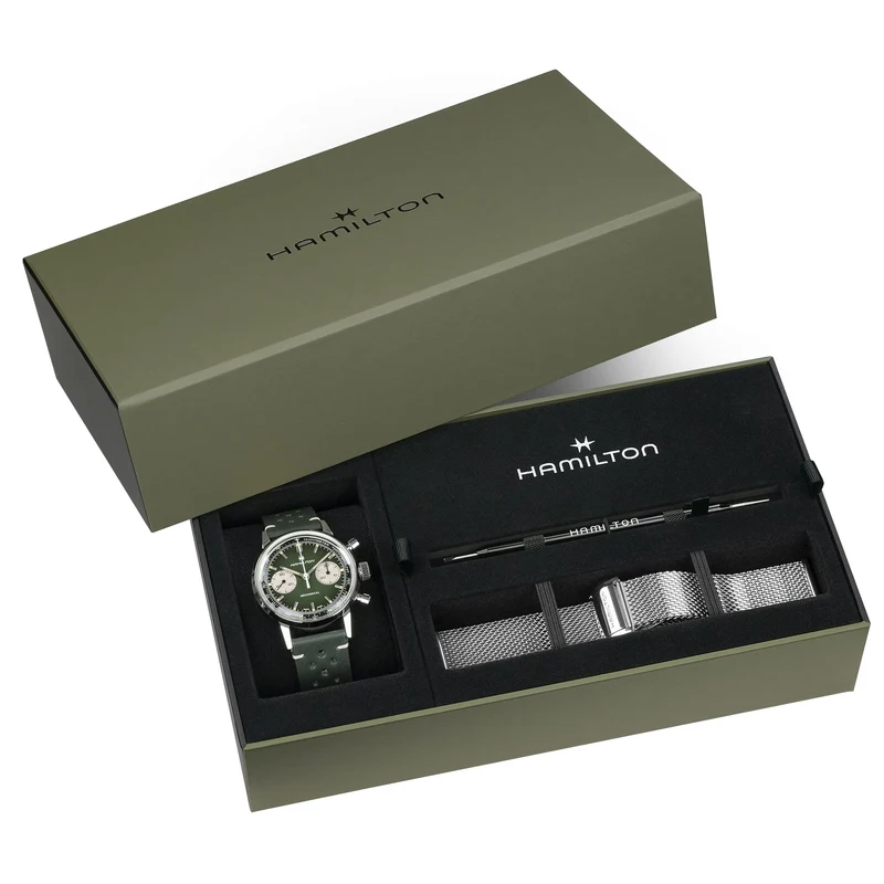 American Classic Intra-Matic Chronograph H 40mm - Green on Leather Strap w/ Extra Bracelet