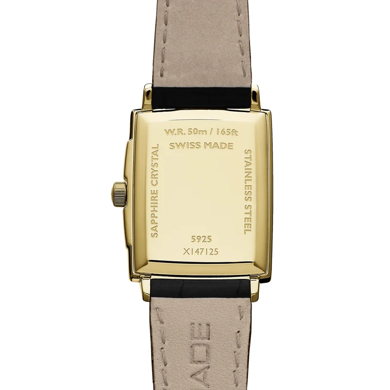 Toccata Square Yellow-Gold 28mm - White on Leather Strap