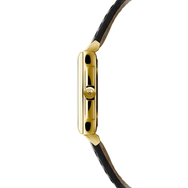 Toccata Square Yellow-Gold 28mm - White on Leather Strap